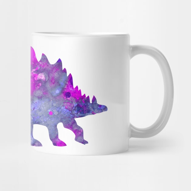 Purple Stegosaurus Watercolor Painting by Miao Miao Design